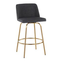 Toriano 26" Fixed-Height Counter Stool - Set Of 2 by Lumisource in Charcoal Gold