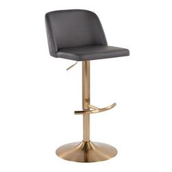 Toriano Adjustable Barstool - Set Of 2 by Lumisource in Grey Faux Leather Gold