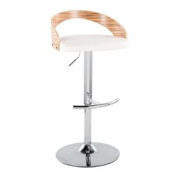Grotto Adjustable Barstool - Set Of 2 by Lumisource in Chrome Zebra White
