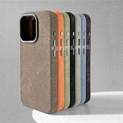 Luxury For MagSafe Fiber Leather Shockproof Case For iPhone 16 15 14 Plus 13 12 Pro Max Magnetic Wireless Charge Soft Back Cover