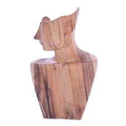 I'm Listening,'Hand-Carved Fine Art Suar Wood Sculpture from Bali'