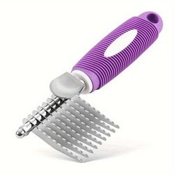 TEMU Pet Dematting Fur Rake Comb Brush Tool, Dog Comb With Steel Safety Blades For Detangling Matted Or Knotted Undercoat Hair