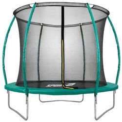 Trampolino Tappeto Elastico Ø244x235 cm in Acciaio con Rete di Protezione Verde e Nero