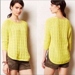 Anthropologie Sweaters | Anthropologie Sparrow Sweater Women's Xs Yellow Pullover Side Slit | Color: Yellow | Size: Xs