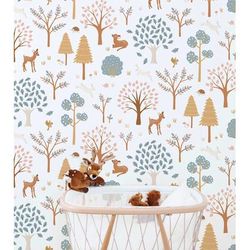 Carta da parati intessuta stampa foresta (50 cm x 10 m)