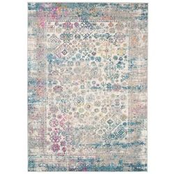 Tappeto da soggiorno blu grigio rosa vintage 180 x 260 cm