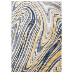 Tappeto salotto azzurro oro crema effetto marmo 160x220