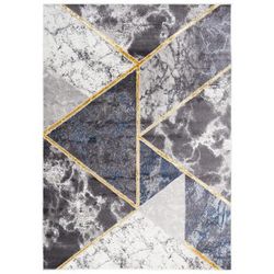 Tappeto soggiorno blu grigio oro marmo geometrico 160x220