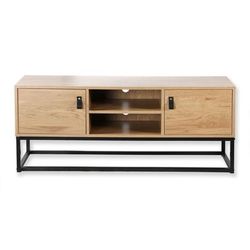 Mobile TV effetto rovere con 2 ante e scomparto centrale - L120 cm