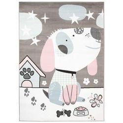 Tappeto per bambini grigio bianco rosa cane 140x200