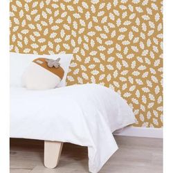 Carta da parati intessuta stampa foglie di quercia (50 cm x 10 m)