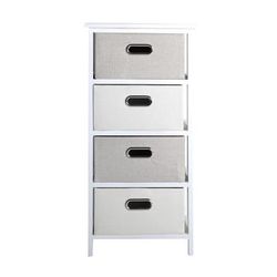 Cassettiera in legno di paulownia bianco 38x28x78 cm