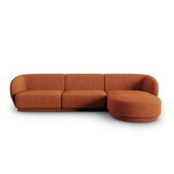 Divano angolare modulare destro 4 posti ciniglia miscela di terracotta