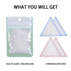 TEMU 20000pcs Ultra Mini 1.3mm Nail Rhinestones Sand Nail Diamonds Micro Pixie Crystals For Nails Iridescent Ab Bling, Tiny Nail Gems Sugar Glitter Beads Nail Charms, 4nail Tray (clear Ab)