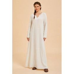 Retrò Vintage Medievale Rinascimento Lunghezza alla caviglia Camicia da notte Abito Tunica Normale Vichingo Tubino Colonna Scollo a V Costume Per donna Vichingo Halloween Carnevale LARP Fiera