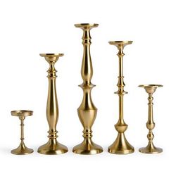 Manor Candleholders, Set Of Five - Gold - Grandin Road