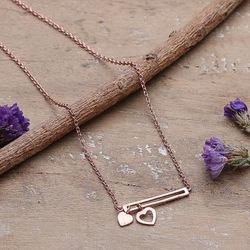 'Polished Heart-Themed 18k Rose Gold-Plated Pendant Necklace'