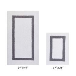 Hotel Collectionis Bath Mat Rug, 2 Piece Set (17" x 24" | 24" x 40") by Better Trends in White Gray