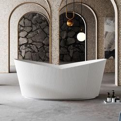 Randolph Morris Vertical 67 Inch Acrylic Fluted Double Slipper Freestanding Tub RMTW7193-67-PB