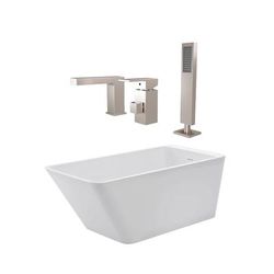 Randolph Morris Hannah 59 Inch Acrylic Contemporary Freestanding Bathtub Package RMBP17-59-BNF7