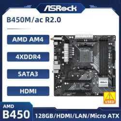 ASRock B450M/ac R2.0 Motherboard B450 B450M Motherboard Socket AM4 DDR4 support Ryzen 5 5600 5700 4300G 1600 cpu M.2 Micro ATX
