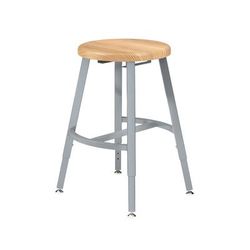 National Public Seating TTSG18H-BB Round Backless Stool w/ Butcherblock Seat, Gray