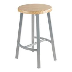 National Public Seating TTSG24-BB Round Backless Stool w/ Butcherblock Seat, Gray