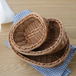 Cestini portaoggetti ovali in finto Rattan intrecciato in vimini per pane frutta verdura ristorante che serve espositore da tavolo cestino in Rattan