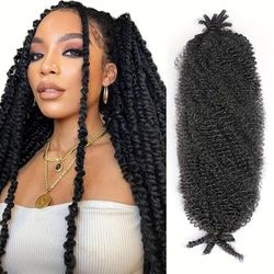 1 Pack Pre Separated Springy Afro Twist Hair 18 Inch Ombre Blonde Brown Afro Kinky Marley Twist Braiding Hair Soft Synthetic Crochet For Distressed Spring Twist Hair Extensions For Women