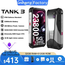 Unihertz Tank 3 8849 Android 13 Smartphone Rugged 23800mAh 32GB 512GB 200MP 5G Mobile Phone Waterproof 120W Night Vision Phones