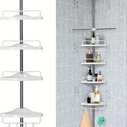 TEMU 4 Tier Anti Rust Adjustable Telescopic Bathroom Shower Corner Rack Shelf Organiser Caddy