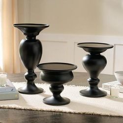 Curved Black Pedestal Stands, Set Of Three - Grandin Road