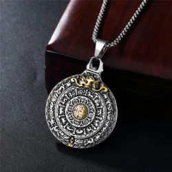 Retro Amulet Nine Palaces Bagua Pendant Stainless Steel Zodiac Men Necklace Punk Pendant Chain Fashion Jewelry Gift