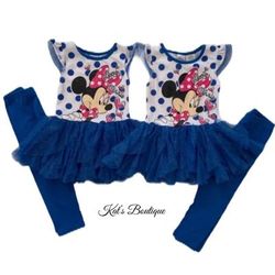 Disney Matching Sets | Disney Minnie Mouse (2) Outfit Sets | Color: Blue/White | Size: 4g