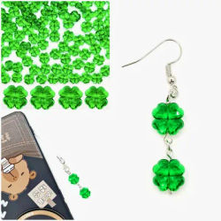 20 pièces acrylique solide cristal trou droit herbe vert simplicité trèfle à quatre feuilles perles 10mm pour téléphone chaîne collier Bracelet