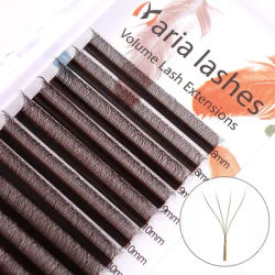 MARIA Brown 4D W Shape Type Individual Eyelash Colorful Lashes Extension Naturally Soft Real Black Mink Premade Volume Fans