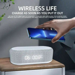 30W Wireless Chargers Pad Phone Fast Charging Dock Alarm Bedroom Lamp Night Light Desktop Clock Thermometer For iPhone Samsung