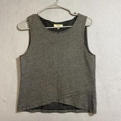 Madewell Tops | Madewell Women's Sleeveless Black & Grey Stripe Tank Top Sz S | Color: Black/White | Size: S