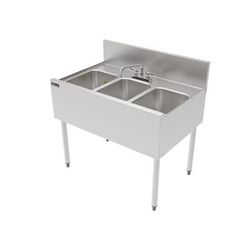 Perlick TSF36M3 72" 3 Compartment Sink w/ 14"L x 10"W Bowl, 9 1/4" Deep, Stainless Steel
