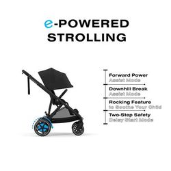 Cybex eGazelle S Electronic Assist Double Stroller Bundle - Silver Frame / Stone Grey