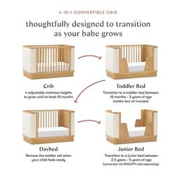 Babyletto Bondi Boucle 4-in-1 Convertible Crib w/ Toddler Bed Conversion Kit - Honey / Ivory Boucle