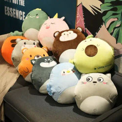Couverture de coussin mignonne 3 en 1, sac chauffe-mains en peluche, oreiller Animal de dessin animé, oreiller de voyage pour maison, voiture, cadeau pour enfants filles