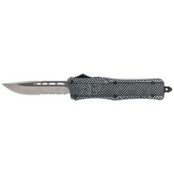 CobraTec Knives CTK-1 Medium OTF Automatic Folding Knife 3in D2 Steel Drop Serrated Aluminum Alloy Carbon Fiber Handle MSCFTK1MDS