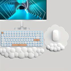 TEMU 2 Pcs Mousepad & Wrist Rest: Memory Foam For Comfortable Gaming And Office Work - Pu Leather, Non-slip, And Wrist Support
