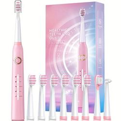 TEMU Electric Toothbrush, Toothbrushes With 8 Brush Heads 40000 Vpm 5 Modes, Toothbrushes Fast Charge 4 Hours Last 30 Days, Rechargeable Electric Toothbrush For Adult