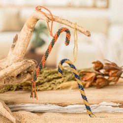 'Two Glass Beaded Candy Cane-Themed Ornaments from Guatemala'