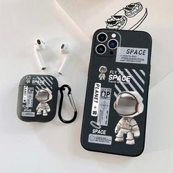 2pcs For Airpods1/2 Case & Phone Case Robot Luxury Shockproof Phone Case For 11 14 13 12 Pro Max Xr Xs 7 8 Plus, Car Anti-fall Cases Fall Protection Cover Pattern Cases For Airpods1/2 Headphone Cases
