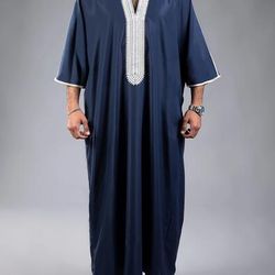 TEMU Eid Al-adha Men's Thobe Kaftan Costume, Kandoura For Men, Moroccan Thobes, Kaftan Clothes, Eid Al-adha