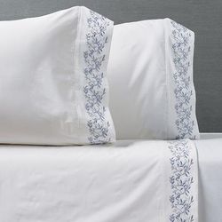 Set of 2 Floret Percale Pillowcases - Dusty Blue, King - Frontgate Resort Collection™
