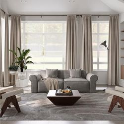 81.89"Roll Arm Loveseat, Deep Seat Couch, Anti-scratch and Water-proof, Living Room Sofa, Dark Gray